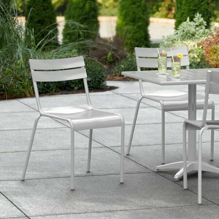 LANCASTER TABLE & SEATING Silver Powder Coated Aluminum Outdoor Side Chair 427CALUSDSL